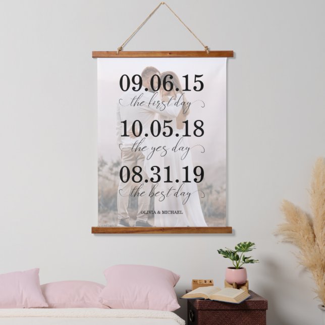The First Day, The Yes Day, The Best Day Photo Hanging Tapestry (Bedroom)