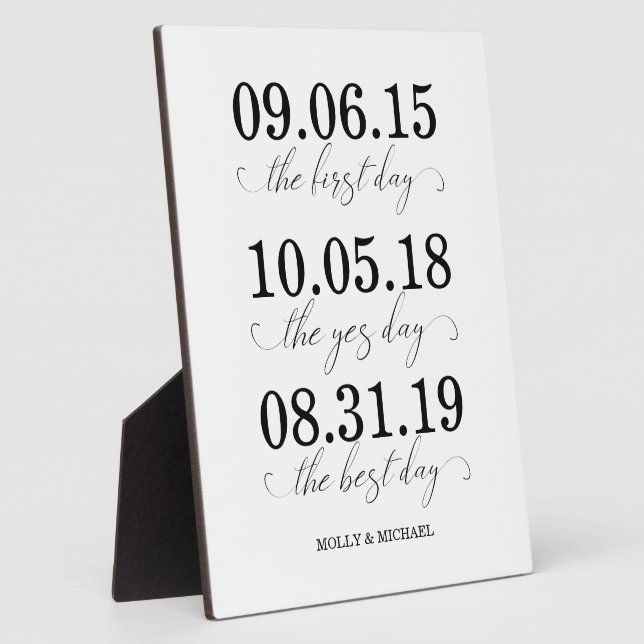 The First Day, The Yes Day, The Best Day Wedding Plaque (Side)