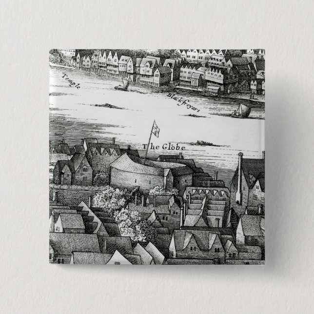 The First Globe Theatre or Rose Theatre Pinback Button (Front)