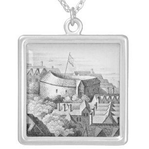 The First Globe Theatre or Rose Theatre Silver Plated Necklace
