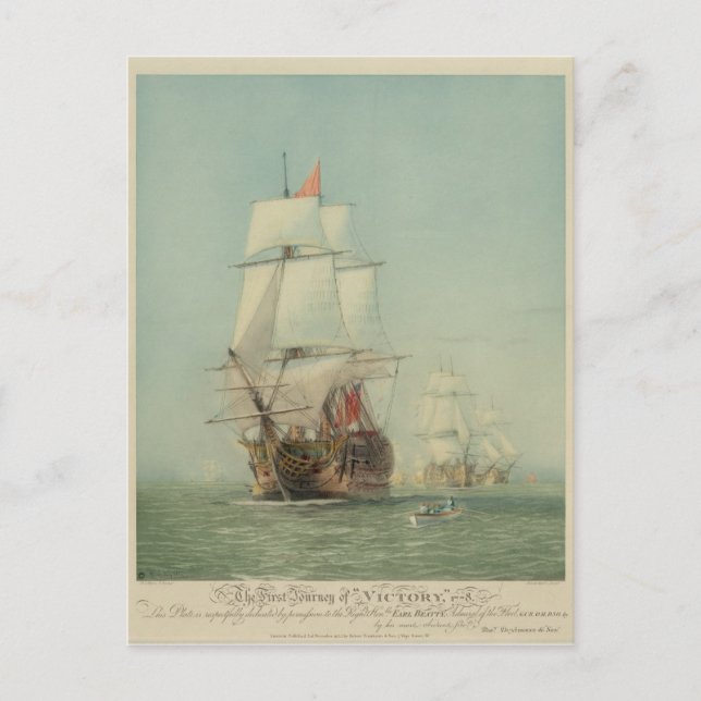 The First Journey of the H.M.S. Victory in 1778 Postcard (Front)
