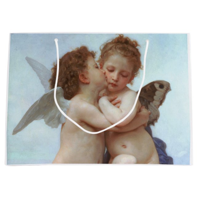 The First Kiss, Amor and Psyche, Bouguereau Large Gift Bag (Front)