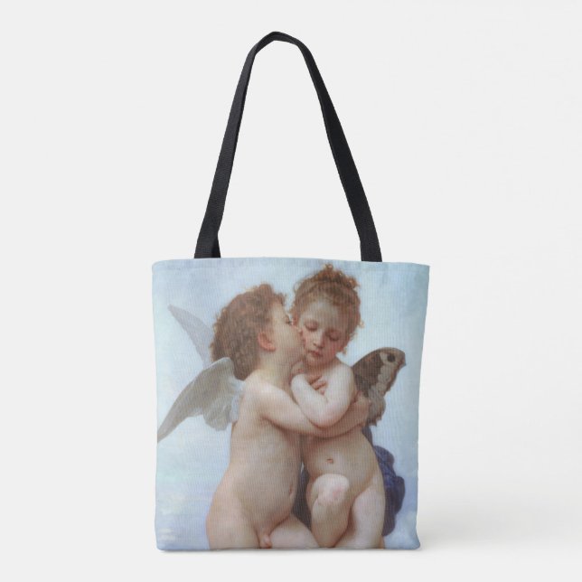 The First Kiss, Amor and Psyche, Bouguereau Tote Bag (Back)
