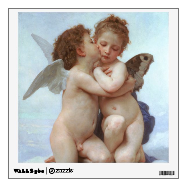 The First Kiss, Amor and Psyche, Bouguereau Wall Decal (Front)