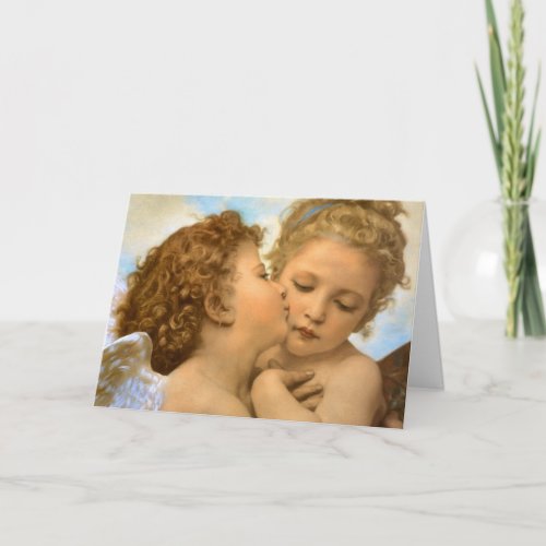 The First Kiss by Bouguereau Vintage Angels Holiday Card