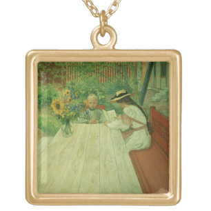 The First Lesson, 1903 Gold Plated Necklace