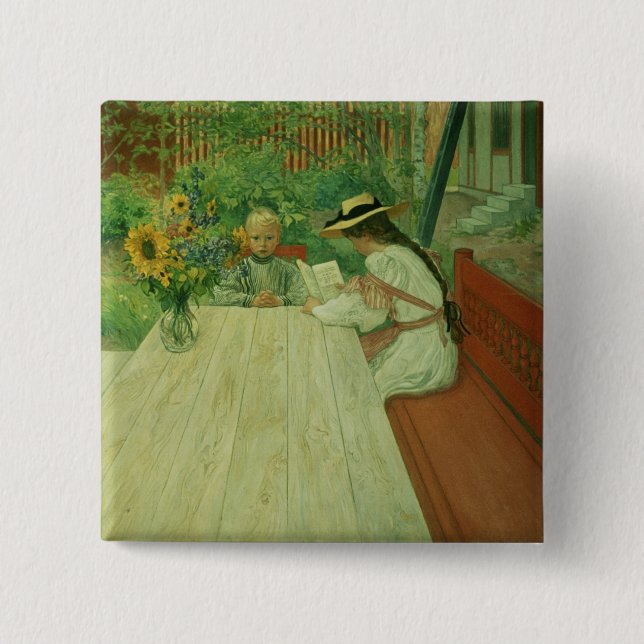 The First Lesson, 1903 Pinback Button (Front)