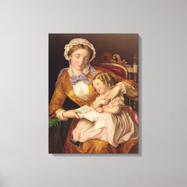 The First Lesson, pub. by Baxter, 1855 (print) Canvas Print (Front)