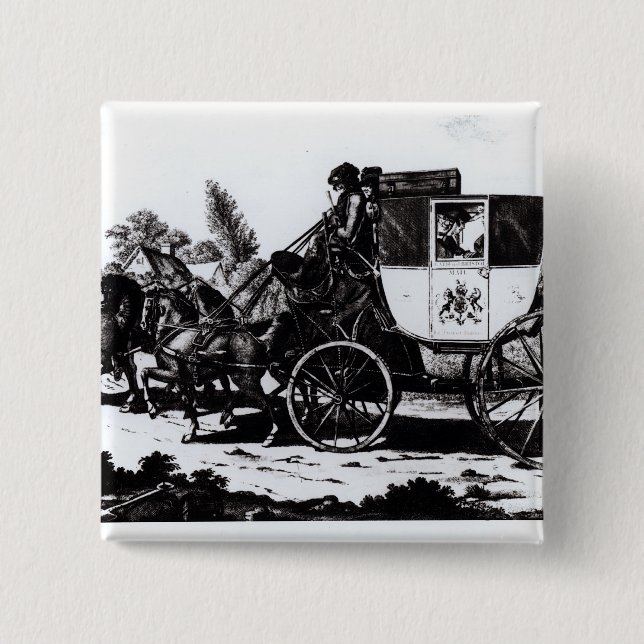 The First Mail Coach, 1784 Pinback Button (Front)