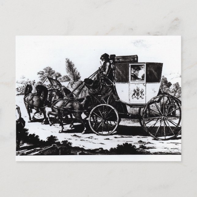 The First Mail Coach, 1784 Postcard (Front)