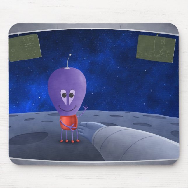 The First Man Welcoming Aliens Mouse Pad (Front)
