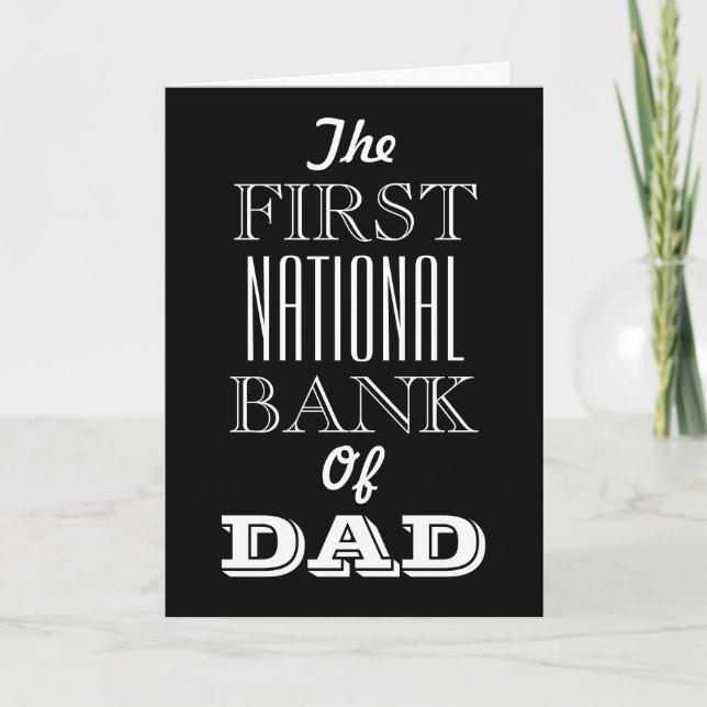 The First National Bank of Dad Father's Day Thank You Card (Front)