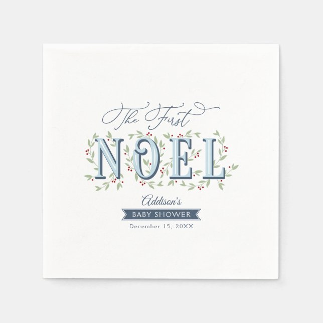 The First Noel Baby Boy Christmas Baby Shower Napkins (Front)