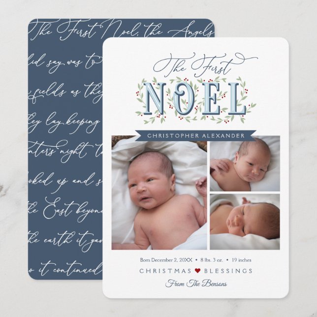 The First Noel Baby Boy Christmas Card (Front/Back)