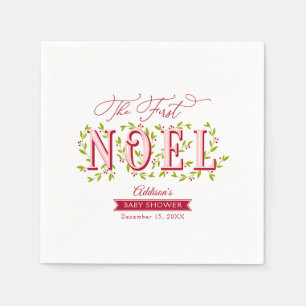 The First Noel Baby Girl Christmas Baby Shower Napkins