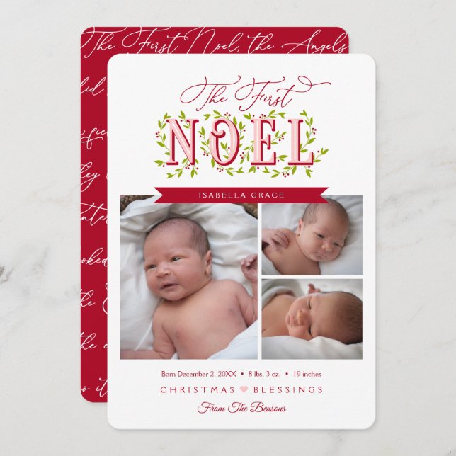 The First Noel Baby Girl Christmas Card (Front/Back)