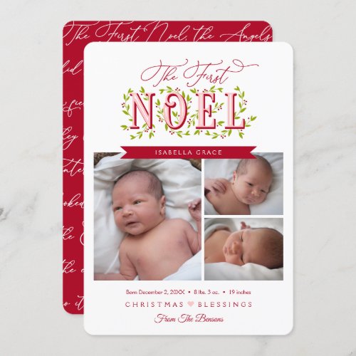 The First Noel Baby Girl Christmas Card