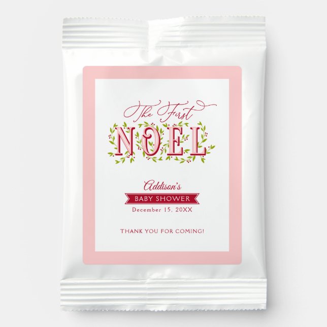 The First Noel Girl Christmas Baby Shower Favor Hot Chocolate Drink Mix (Front)