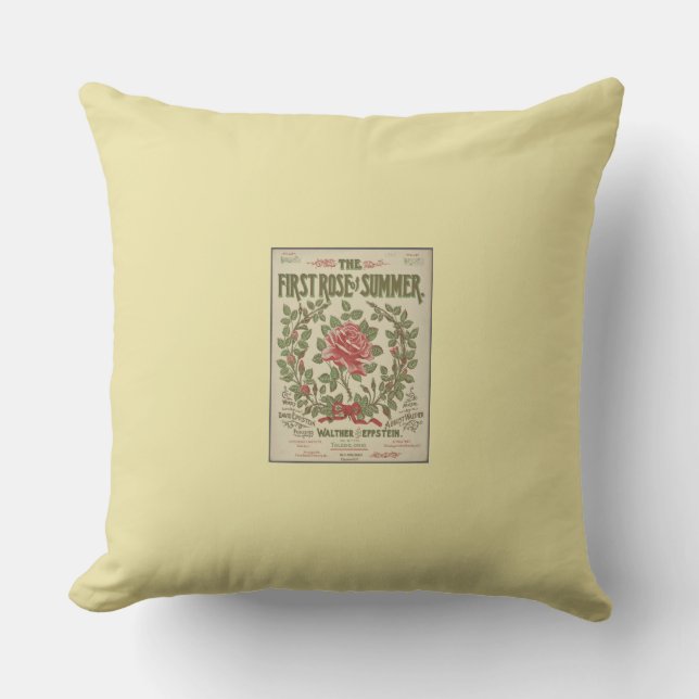 The First Rose of summer - yellow Throw Pillow (Front)