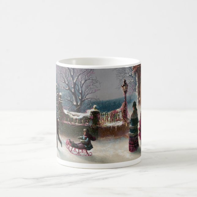 The First Snow Christmas scene Coffee Mug (Center)