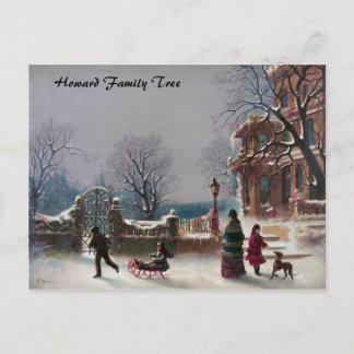 The First Snow Christmas scene Holiday Postcard