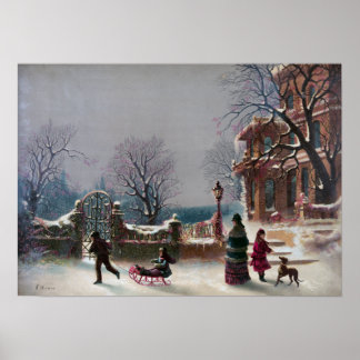The First Snow Christmas scene Poster