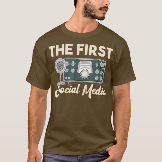 The First Social Media Funny Retro Ham Radio Dad T-Shirt (Front)