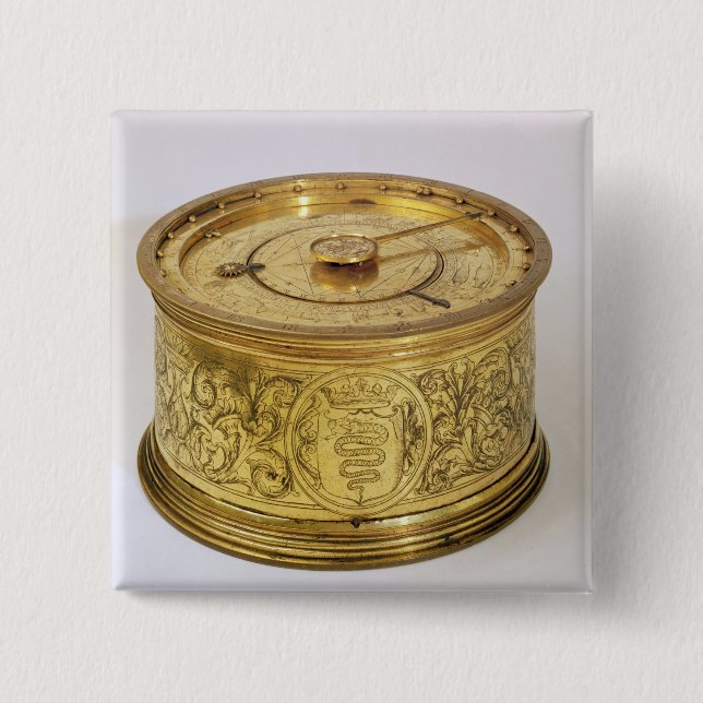 The first spring driven clock with fusee, 1525 button (Front)