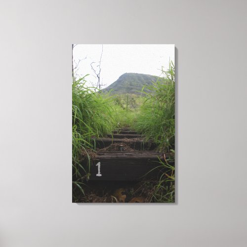 The first step invites hikers up Koko Crater Canvas Print