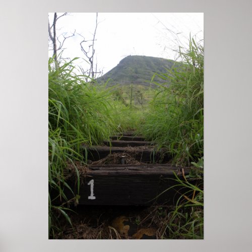 The first step invites hikers up Koko Crater Poster