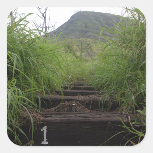 The first step invites hikers up Koko Crater Square Sticker