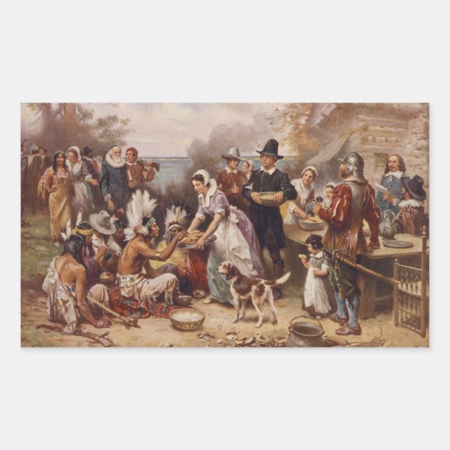 The first Thanksgiving 1621 | c.1932 Rectangular Sticker (Front)