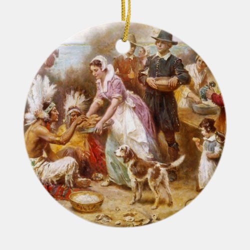 The First Thanksgiving 1621 Ceramic Ornament