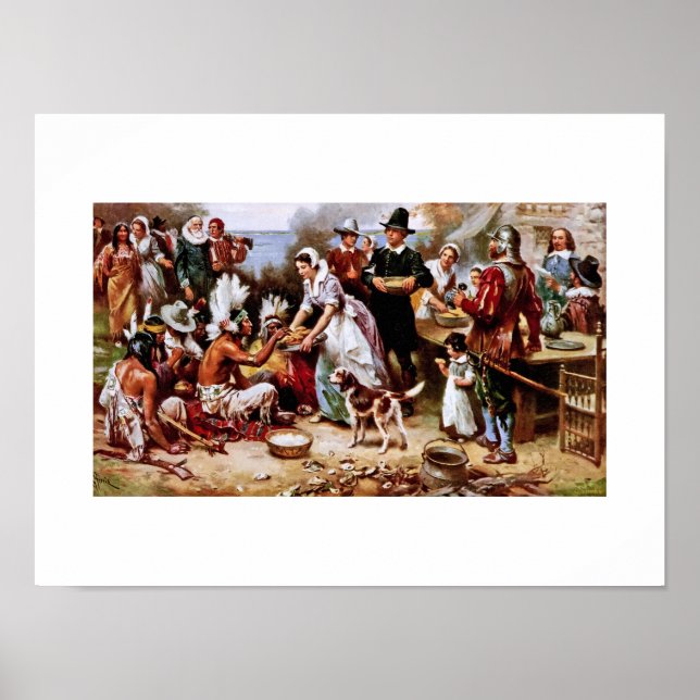 The First Thanksgiving, 1621. Fine Art Poster (Front)