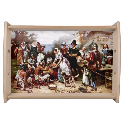 The First Thanksgiving 1621 Fine Art Serving Tray