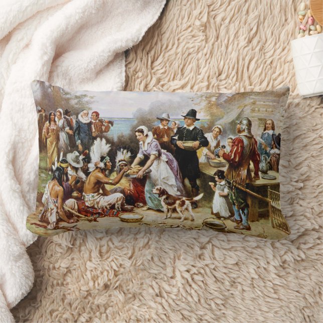 The First Thanksgiving, 1621, Lumbar Pillow (Blanket)