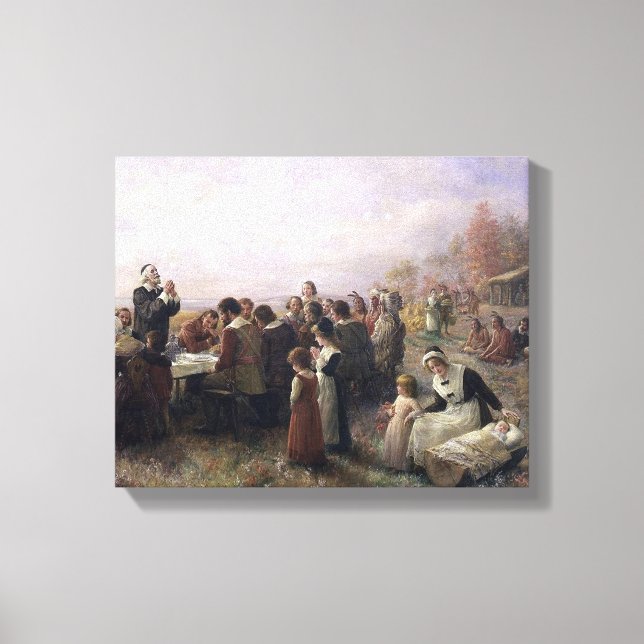 The First Thanksgiving at Plymouth by Brownscombe Canvas Print (Front)