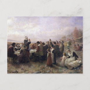 The First Thanksgiving at Plymouth by Brownscombe Holiday Postcard
