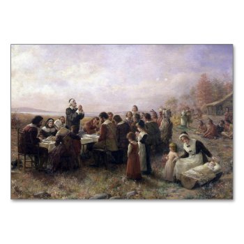 The First Thanksgiving At Plymouth By Brownscombe Table Number by Classicville at Zazzle