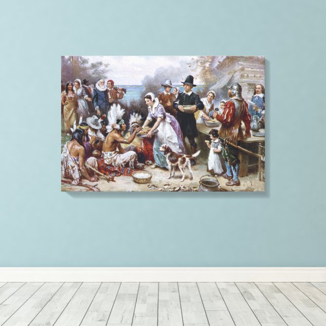 The First Thanksgiving by Jean Ferris c. 1912 Canvas Print (Insitu(Wood Floor))