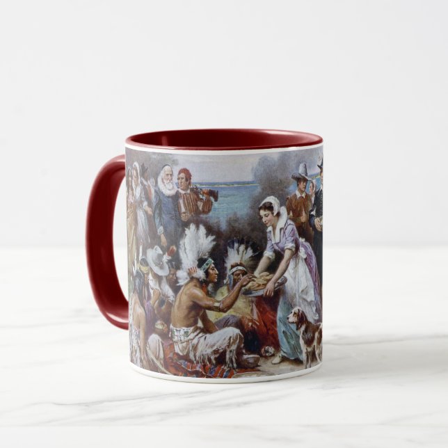 The First Thanksgiving by Jean Ferris c. 1912 Mug (Front Left)