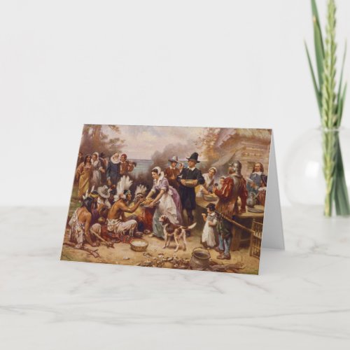 The First Thanksgiving by Jean Leon Gerome Ferris Holiday Card