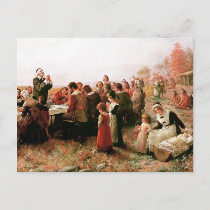 The First Thanksgiving In Plymouth Postcard Zazzle Com