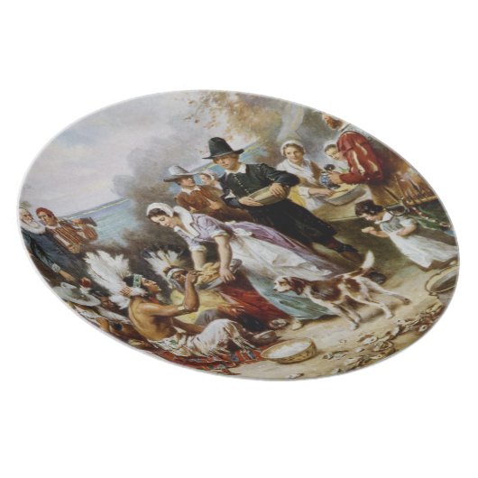 The First Thanksgiving Painting Melamine Plate (Right Side)