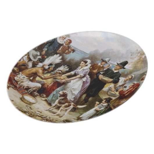 The First Thanksgiving Painting Melamine Plate (Left Side)