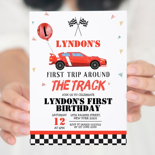 The First Trip Arround The Track Birthday Invitation