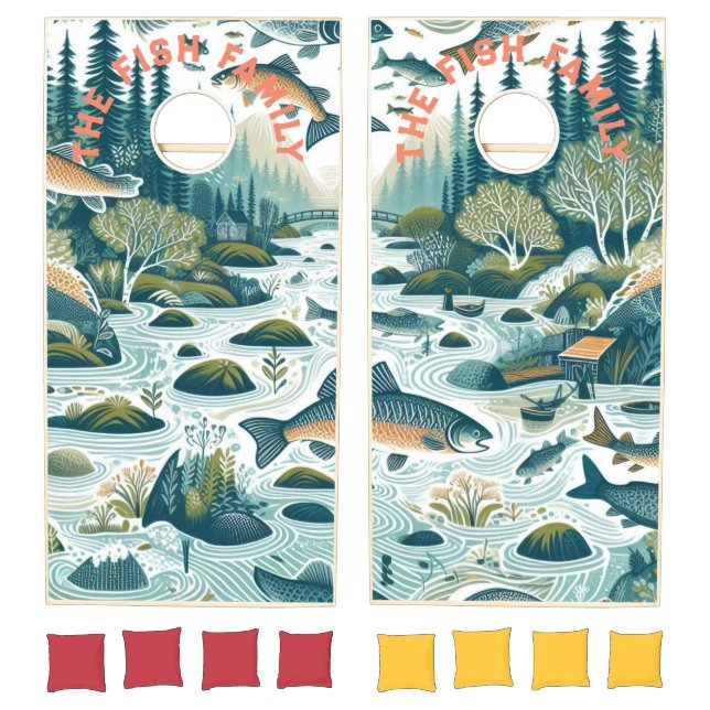 The Fish Family Nordic River Trouts Cornhole Set (Set)