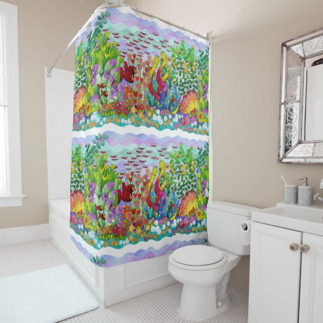 The Fish Garden Shower Curtain (In Situ)
