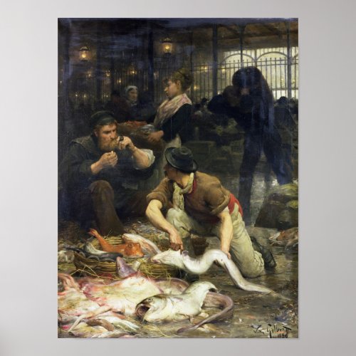The Fish Market in the Morning 1880 Poster