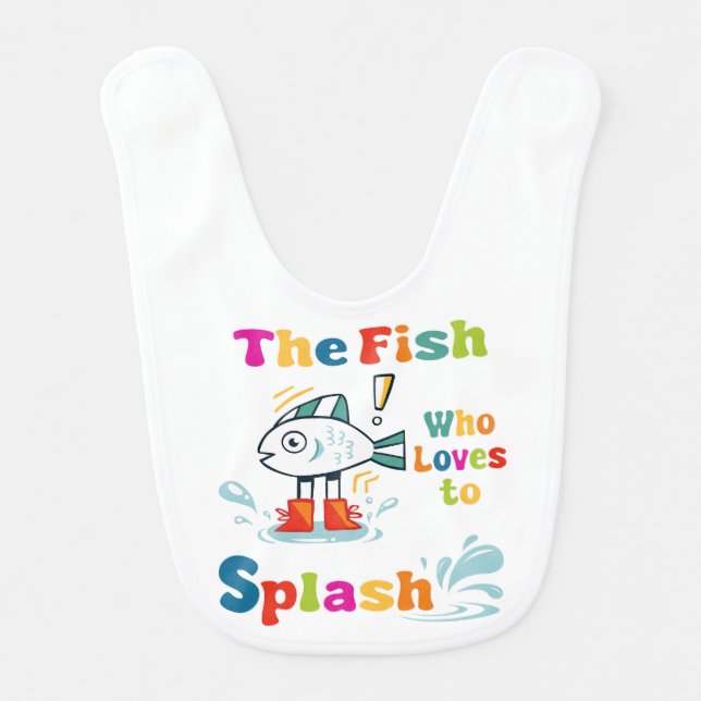 The fish who loves to splash baby bib (Front)